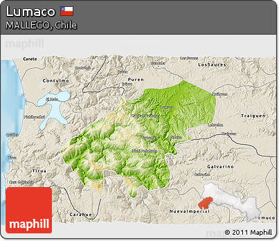 Physical 3D Map of Lumaco, shaded relief outside