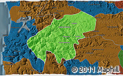 Political 3D Map of Lumaco, darken