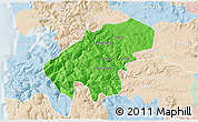Political 3D Map of Lumaco, lighten