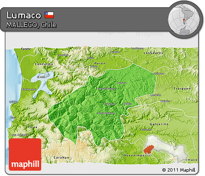 Political 3D Map of Lumaco, physical outside