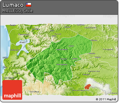 Political 3D Map of Lumaco, physical outside