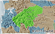 Political 3D Map of Lumaco, semi-desaturated