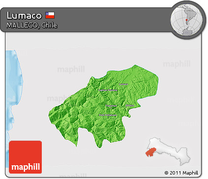 Political 3D Map of Lumaco, single color outside