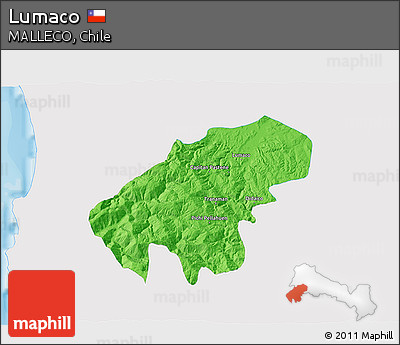 Political 3D Map of Lumaco, single color outside
