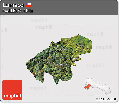 Satellite 3D Map of Lumaco, cropped outside