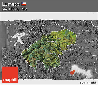 Satellite 3D Map of Lumaco, desaturated