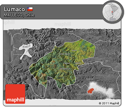 Satellite 3D Map of Lumaco, desaturated