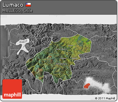 Satellite 3D Map of Lumaco, desaturated