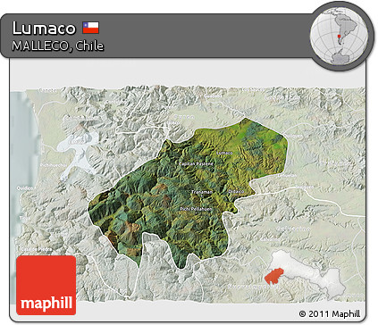 Satellite 3D Map of Lumaco, lighten