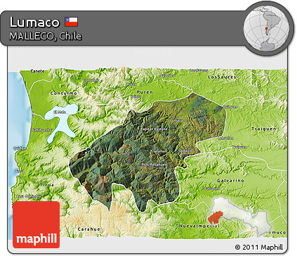 Satellite 3D Map of Lumaco, physical outside