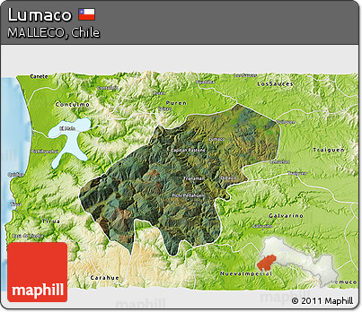 Satellite 3D Map of Lumaco, physical outside