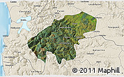 Satellite 3D Map of Lumaco, shaded relief outside