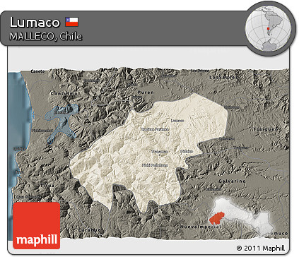 Shaded Relief 3D Map of Lumaco, darken