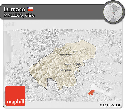 Shaded Relief 3D Map of Lumaco, lighten, desaturated
