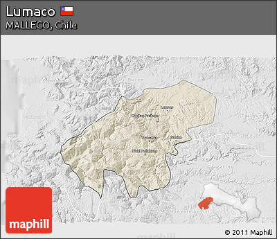 Shaded Relief 3D Map of Lumaco, lighten, desaturated