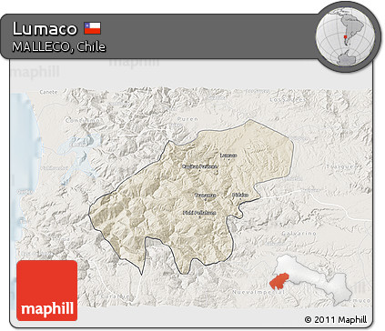 Shaded Relief 3D Map of Lumaco, lighten