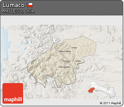 Shaded Relief 3D Map of Lumaco, lighten