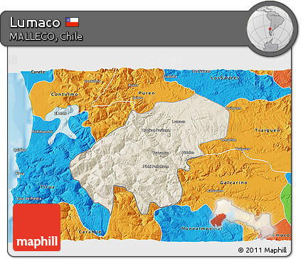 Shaded Relief 3D Map of Lumaco, political outside