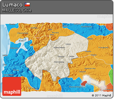 Shaded Relief 3D Map of Lumaco, political outside