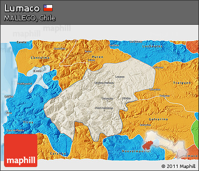 Shaded Relief 3D Map of Lumaco, political outside