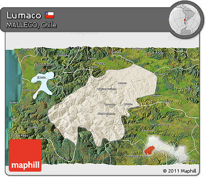 Shaded Relief 3D Map of Lumaco, satellite outside
