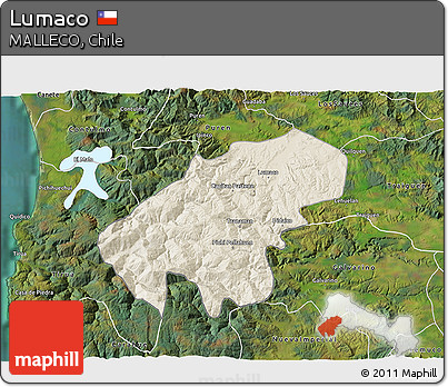 Shaded Relief 3D Map of Lumaco, satellite outside