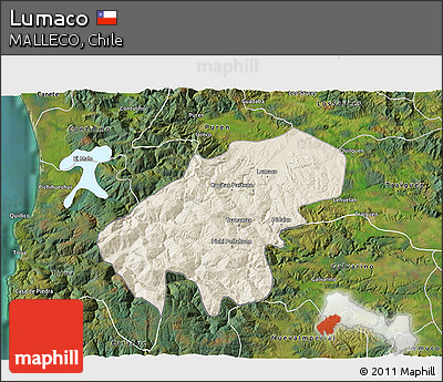 Shaded Relief 3D Map of Lumaco, satellite outside