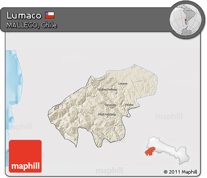 Shaded Relief 3D Map of Lumaco, single color outside