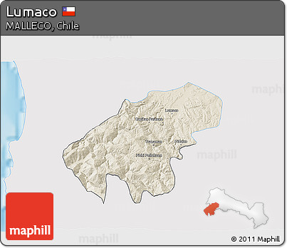 Shaded Relief 3D Map of Lumaco, single color outside