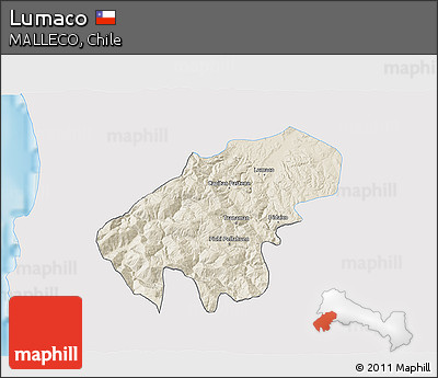 Shaded Relief 3D Map of Lumaco, single color outside