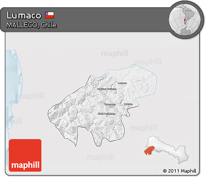 Silver Style 3D Map of Lumaco, single color outside