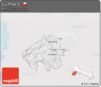 Silver Style 3D Map of Lumaco, single color outside