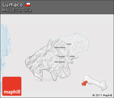 Silver Style 3D Map of Lumaco, single color outside
