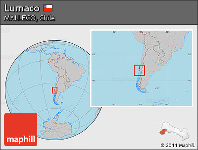 Gray Location Map of Lumaco, within the entire country