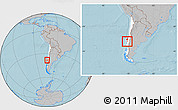 Gray Location Map of Lumaco, highlighted country, within the entire country, hill shading
