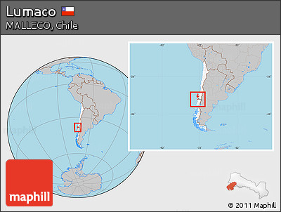 Gray Location Map of Lumaco, highlighted country, highlighted parent region, within the entire country