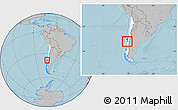 Gray Location Map of Lumaco, highlighted country, highlighted parent region, within the entire country, hill shading