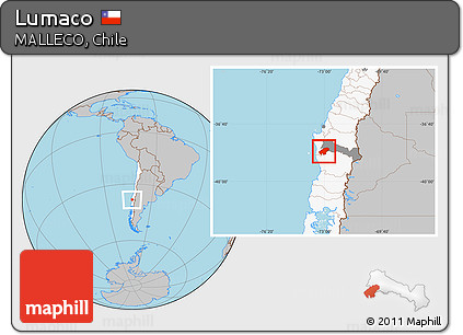 Gray Location Map of Lumaco, highlighted country, highlighted parent region