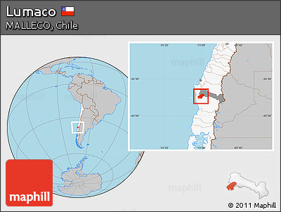 Gray Location Map of Lumaco, highlighted country, highlighted parent region