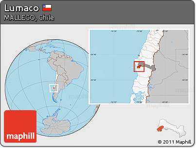 Gray Location Map of Lumaco, highlighted country, highlighted parent region