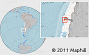 Gray Location Map of Lumaco, highlighted country, highlighted parent region, hill shading