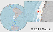 Gray Location Map of Lumaco, highlighted country, hill shading