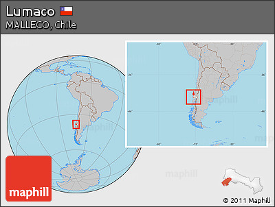 Gray Location Map of Lumaco, highlighted parent region, within the entire country