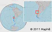Gray Location Map of Lumaco, highlighted parent region, within the entire country, hill shading