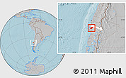 Gray Location Map of Lumaco, highlighted parent region, hill shading