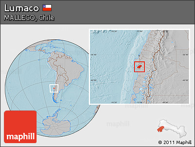 Gray Location Map of Lumaco, hill shading