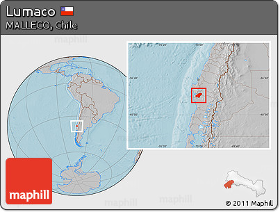 Gray Location Map of Lumaco, hill shading