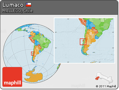Political Location Map of Lumaco, within the entire country