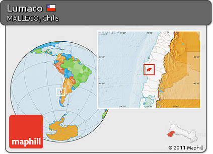 Political Location Map of Lumaco, highlighted country