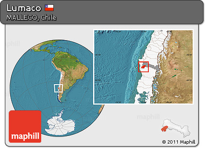 Satellite Location Map of Lumaco, highlighted country, highlighted parent region